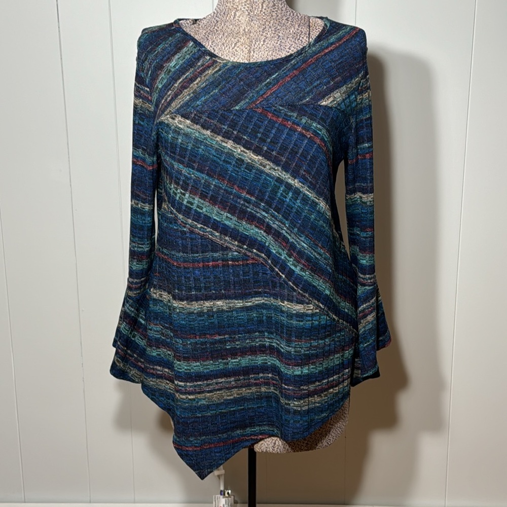 NY Collection Petite NWT Womens Petite Large PL Multi Color Blouse Knit